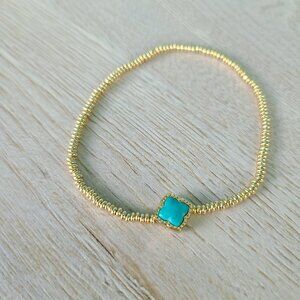 Kendra Scott Mallory Gold Stretch Bracelet in Variegated Turquoise Magnesite